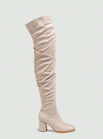 Fierce Femme Thick High-Heel Side Zipper Thigh-High Boots